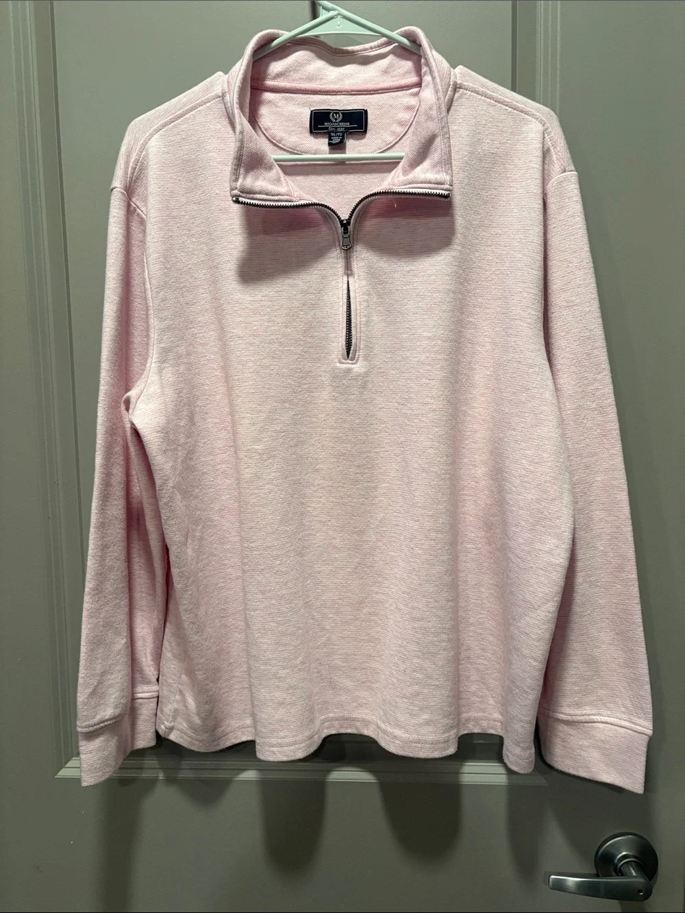 Magaschoni Men's XL Pale Pink Half Zip Sweater Cotton Blend Pullover